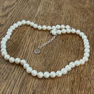 Ralph Lauren Ivory Pearl Necklace with Silver Accents